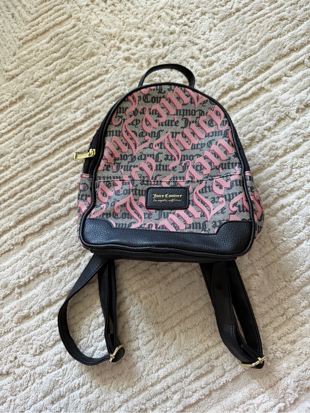 Juicy Couture Logo Mini Backpack Black / Multicolor Adjustable Straps
